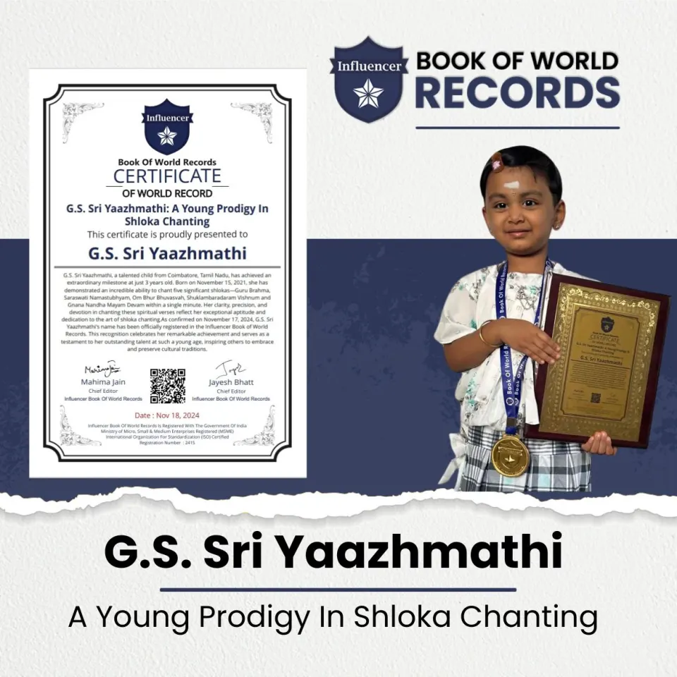 G.S. Sri Yaazhmathi — A Young Prodigy In  Shloka Chanting