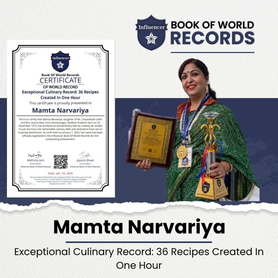 Mamta Narvariya — Exceptional Culinary Record: 36 Recipes  Created In One Hour