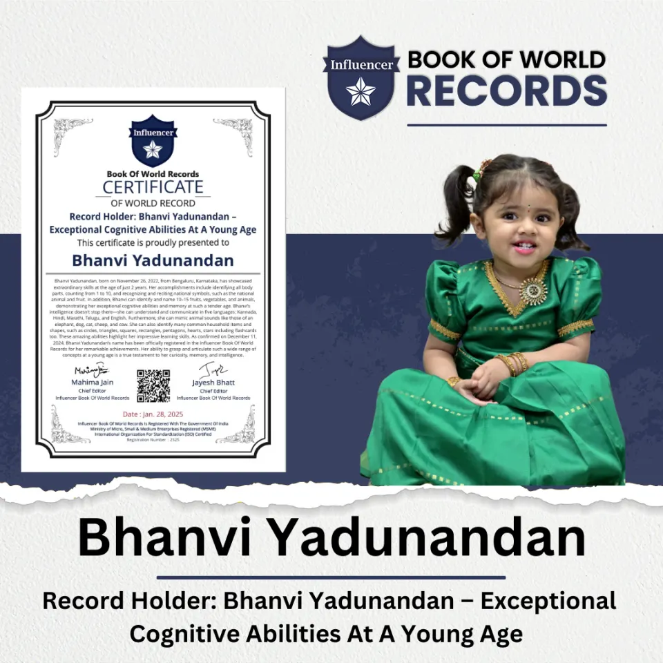 Bhanvi Yadunandan — Bhanvi Yadunandan –  Exceptional Cognitive Abilities At A Young Age
