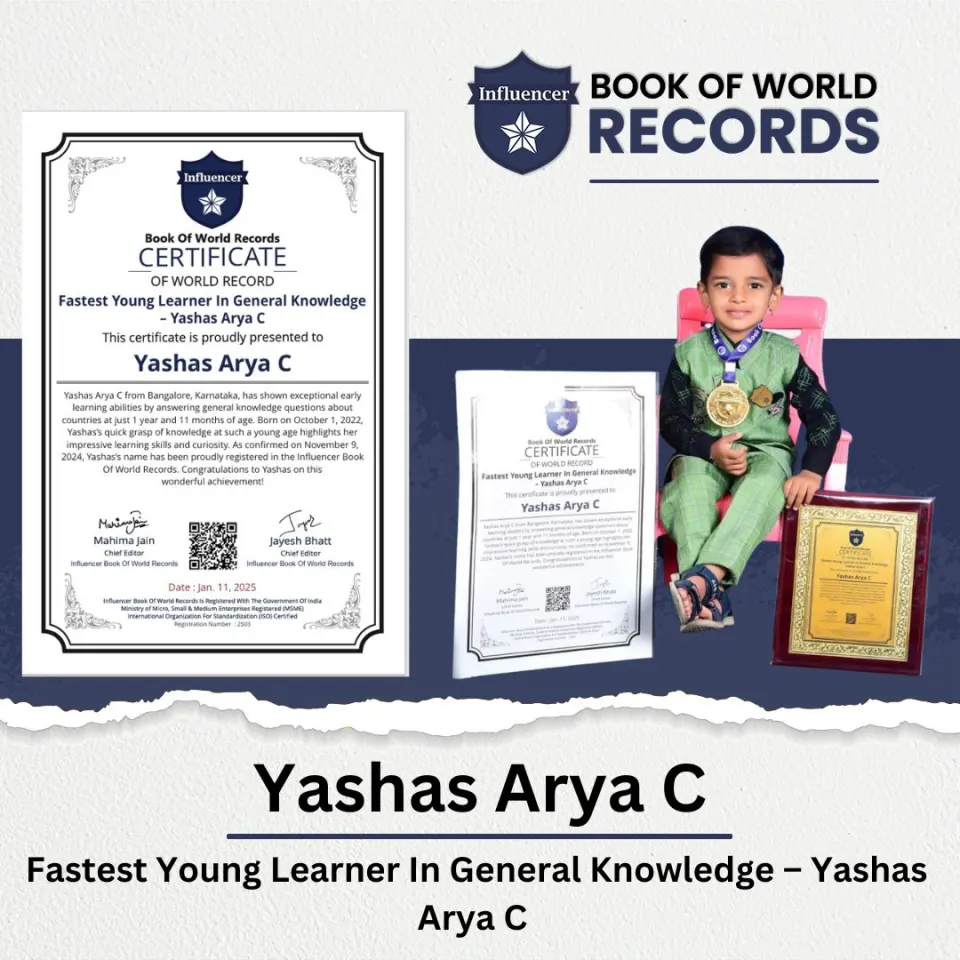 Yashas Arya C — Fastest Young Learner In General Knowledge