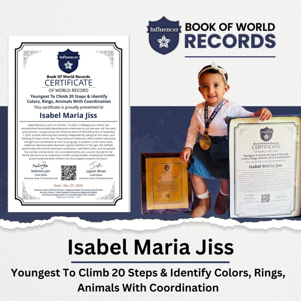Isabel Maria Jiss — Youngest To Climb 20 Steps & Identify  Colors, Rings, Animals With Coordination