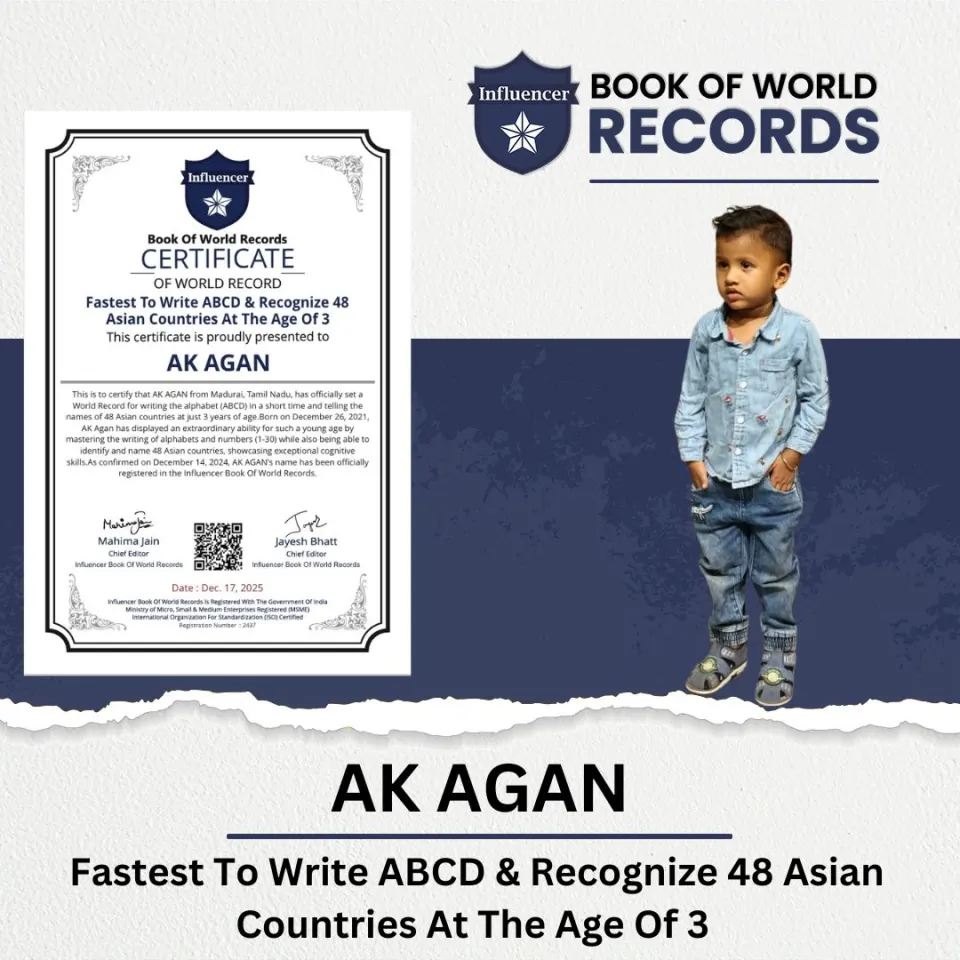 AK Agan — Fastest To Write ABCD & Recognize 48  Asian Countries At The Age Of 3