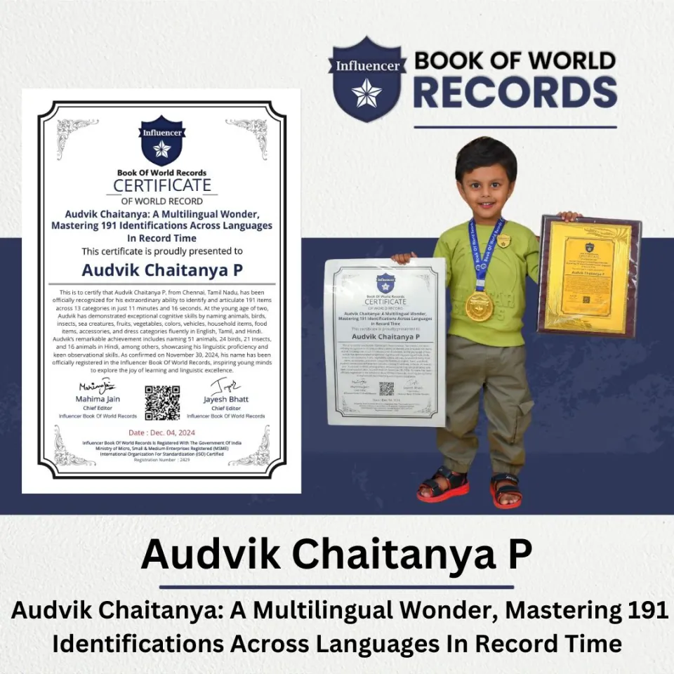 Audvik Chaitanya P — A Multilingual Wonder,  Mastering 191 Identifications Across Languages  In Record Time