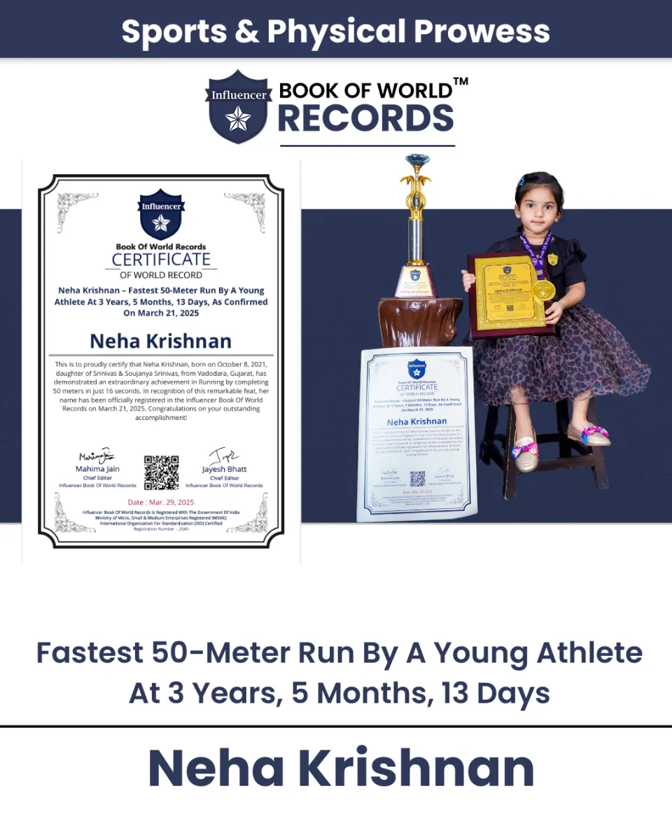 Neha Krishnan — Fastest 50-Meter Run By A Young Athlete