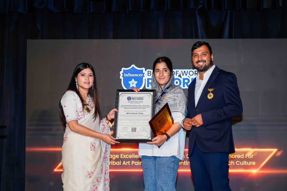Miss Seerat Tariq — Cultural Heritage Excellence Award – Miss Seerat Tariq Honored For Outstanding Tribal Art Paintings  Representing Kashmir’s Rich Culture