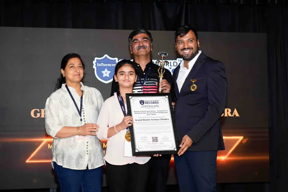 Master Aranya Chhabra — Memory & Mental Math Wonder – Recognized For 100-Digit Number Recall & Mental Multiplication Up  To 1 Billion