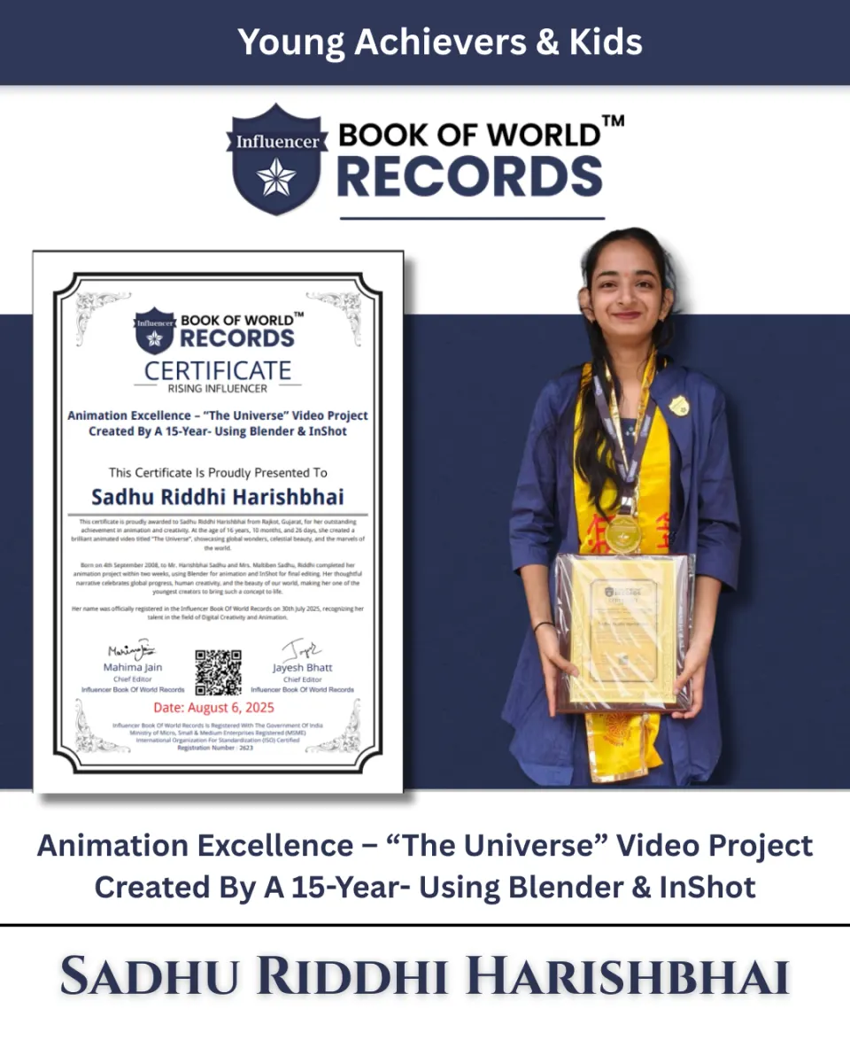 Sadhu Riddhi Harishbhai — Animation Excellence – “The Universe” Video Project  Created By A 15-Year- Using Blender & InShot