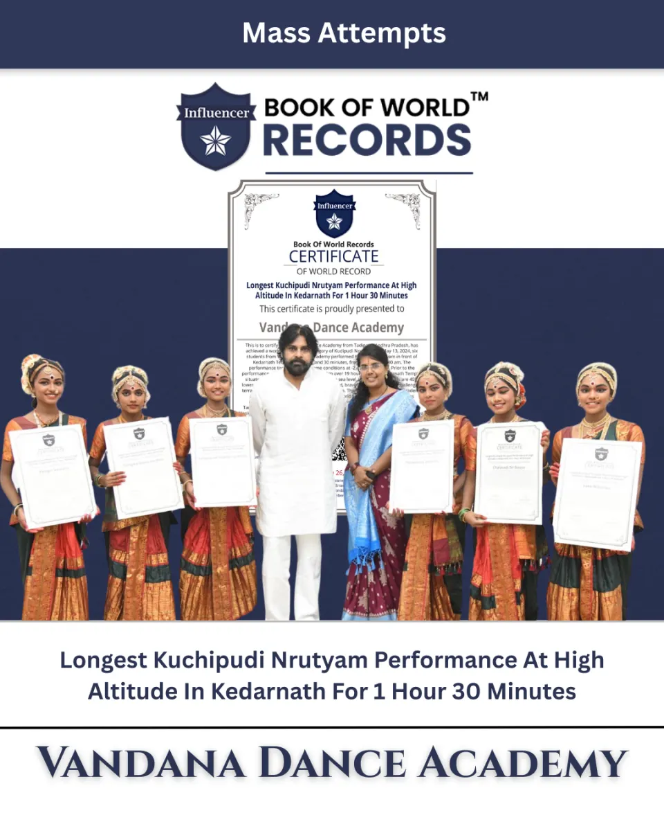 Vandana Dance Academy — Longest Kuchipudi Nrutyam Performance At High Altitude In Kedarnath For 1 Hour 30 Minutes