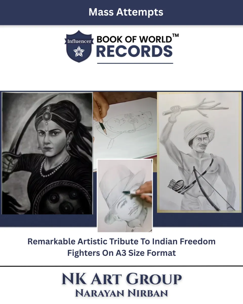 NK Art Group — Indian freedom fighters detailed and expressive illustrations on A3-size sheets