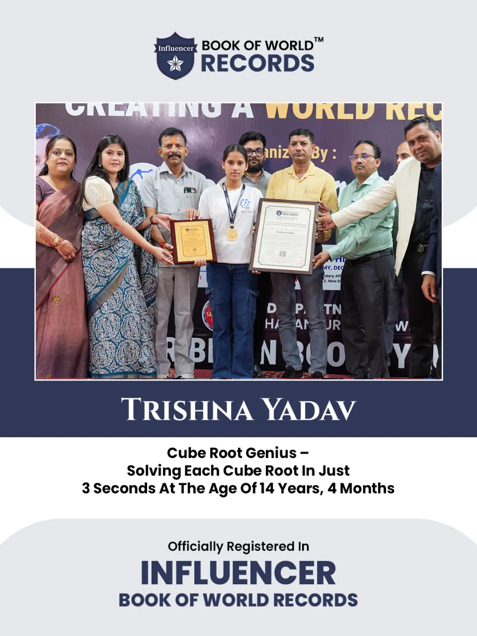 Trishna Yadav — Cube Root Genius – Solving Each Cube Root In  Just 3 Seconds At The Age Of 14 Years, 4 Months