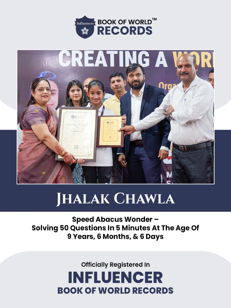 Jhalak Chawla — Speed Abacus Wonder – Solving 50 Questions In 5  Minutes At The Age Of 9 Years, 6 Months, &  6 Days