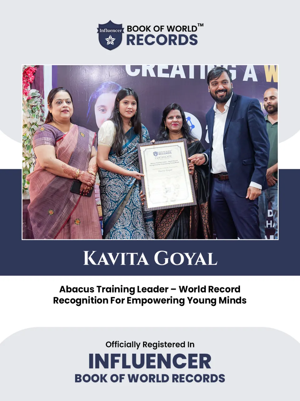 Kavita Goyal — Abacus Training Leader – World Record  Recognition For Empowering Young Minds