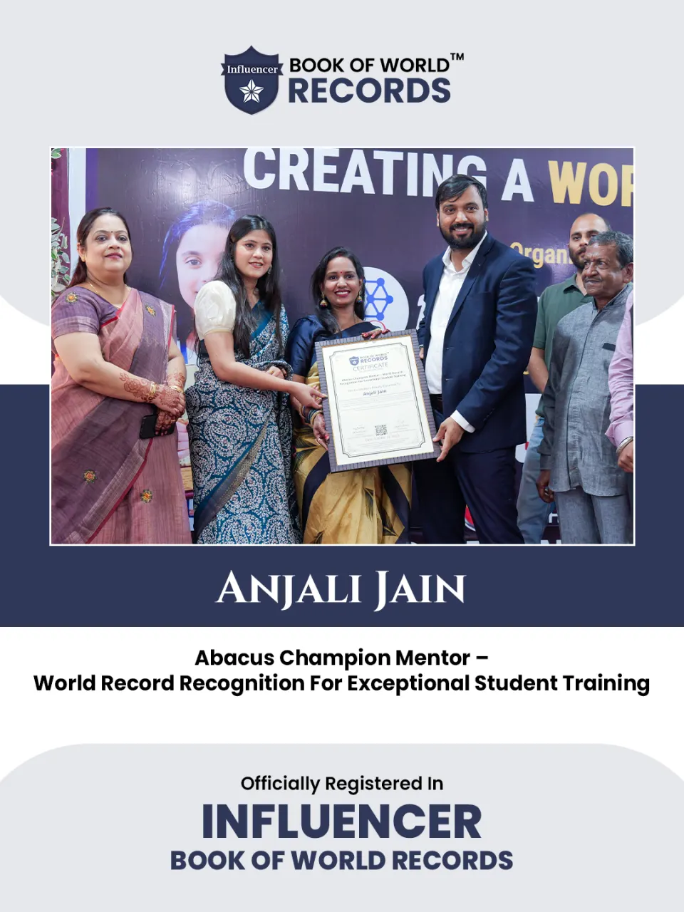 Anjali Jain — Abacus Champion Mentor – World Record  Recognition For Exceptional Student Training