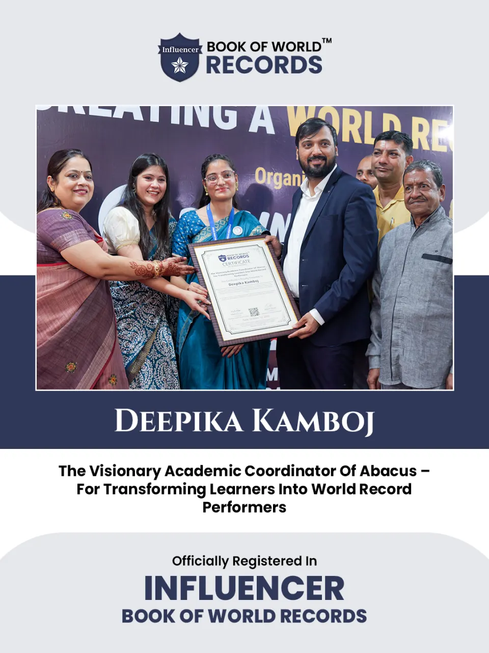 Deepika Kamboj — The Visionary Academic Coordinator Of Abacus –  For Transforming Learners Into World Record  Performers