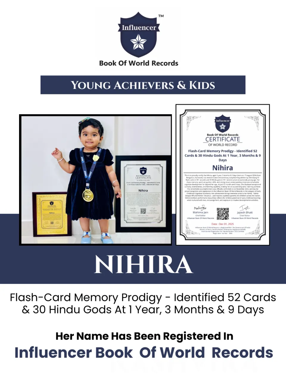 Nihira — Flash-Card Memory Prodigy – Identified 52 Cards & 30 Hindu Gods At 1 Year, 3 Months & 9 Days