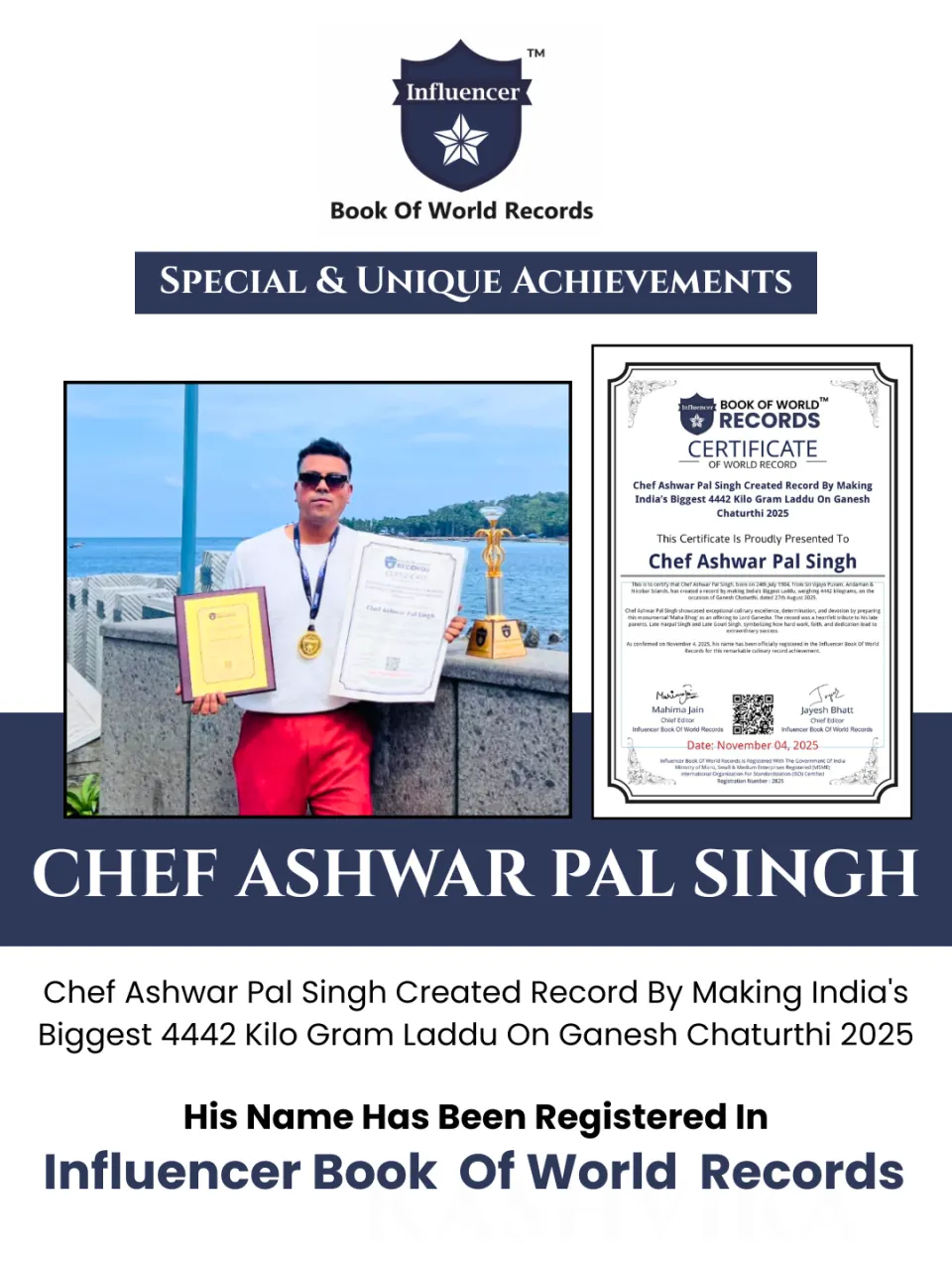 Chef Ashwar Pal Singh — Chef Ashwar Pal Singh Created Record By Making India’s Biggest 4442 Kilo Gram Laddu On Ganesh Chaturthi 2025