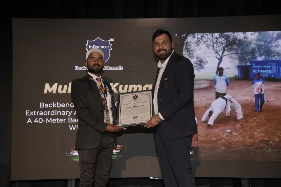 Mukesh Kumar — Backbend Endurance Champion – Extraordinary Achievement In Completing A 40-Meter Backbend Walk Continuously Within 2  Minutes