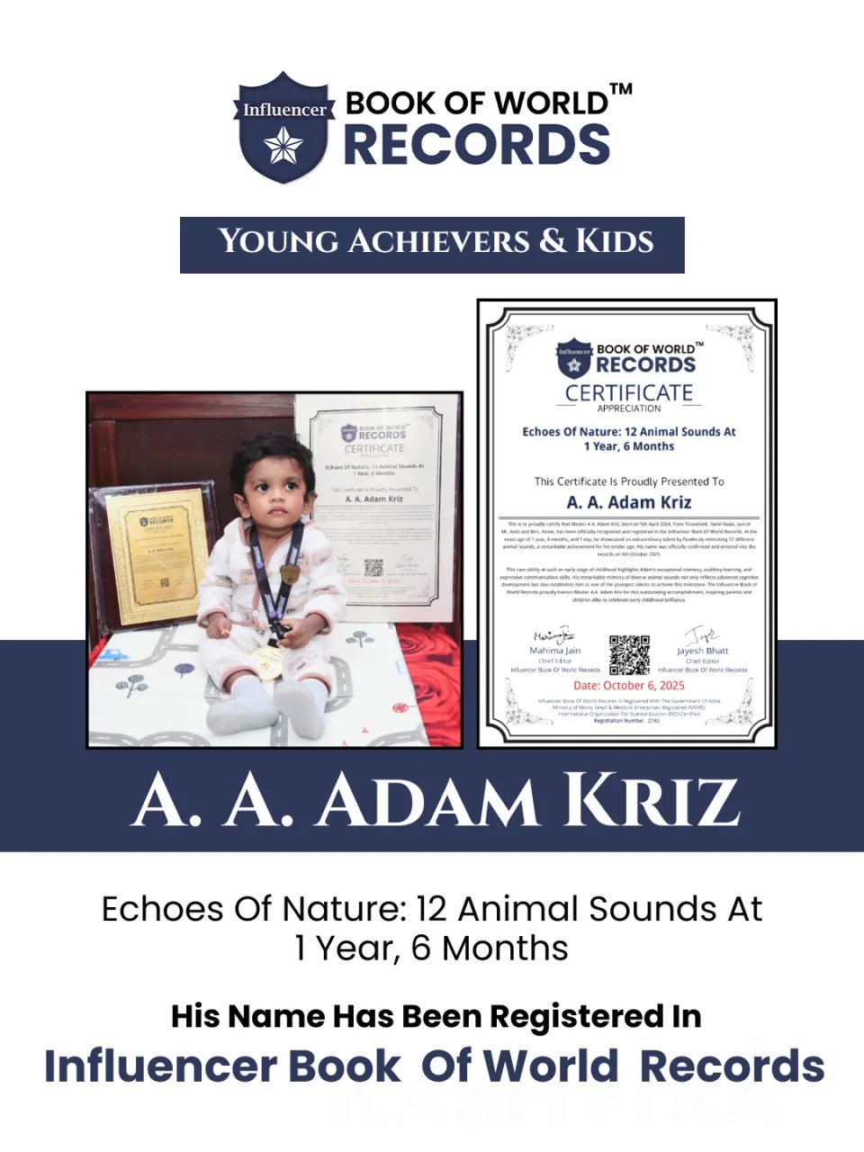 A. A. Adam Kriz — Echoes Of Nature: 12 Animal Sounds At  1 Year, 6 Months