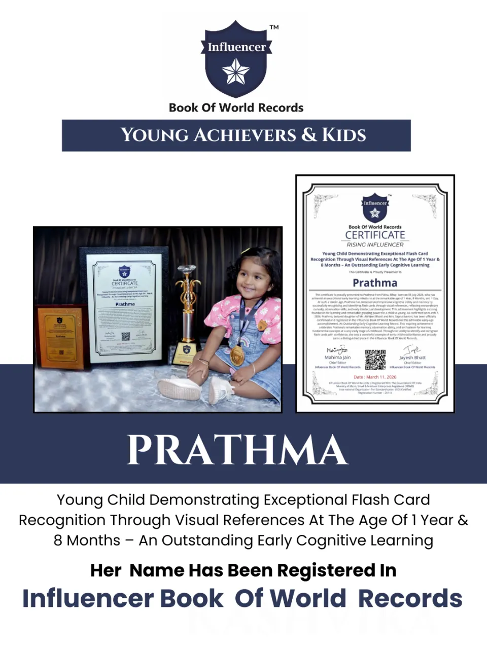 Prathma — Young Child Demonstrating Exceptional Flash Card Recognition Through Visual References At The Age Of 1 Year & 8 Months – An Outstanding Early Cognitive Learning
