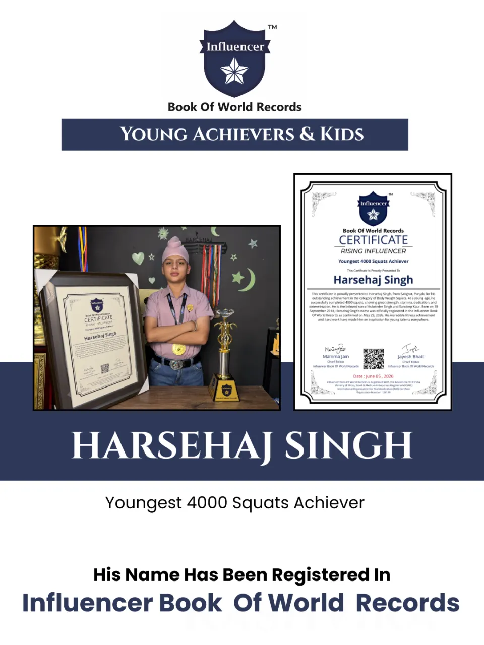 Harsehaj Singh — Youngest 4000 Squats Achiever
