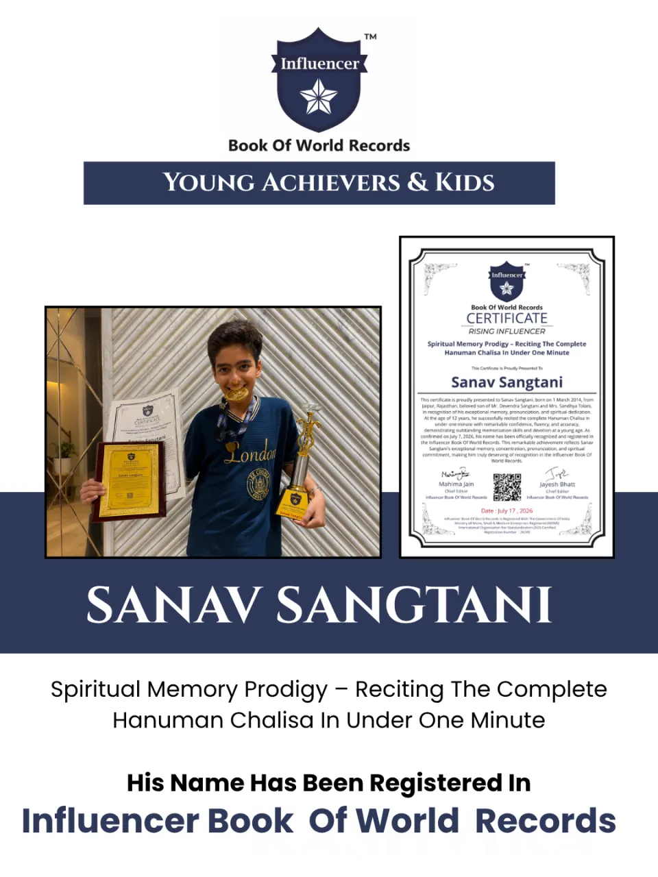 Sanav Sangtani — Spiritual Memory Prodigy – Reciting The Complete  Hanuman Chalisa In Under One Minute
