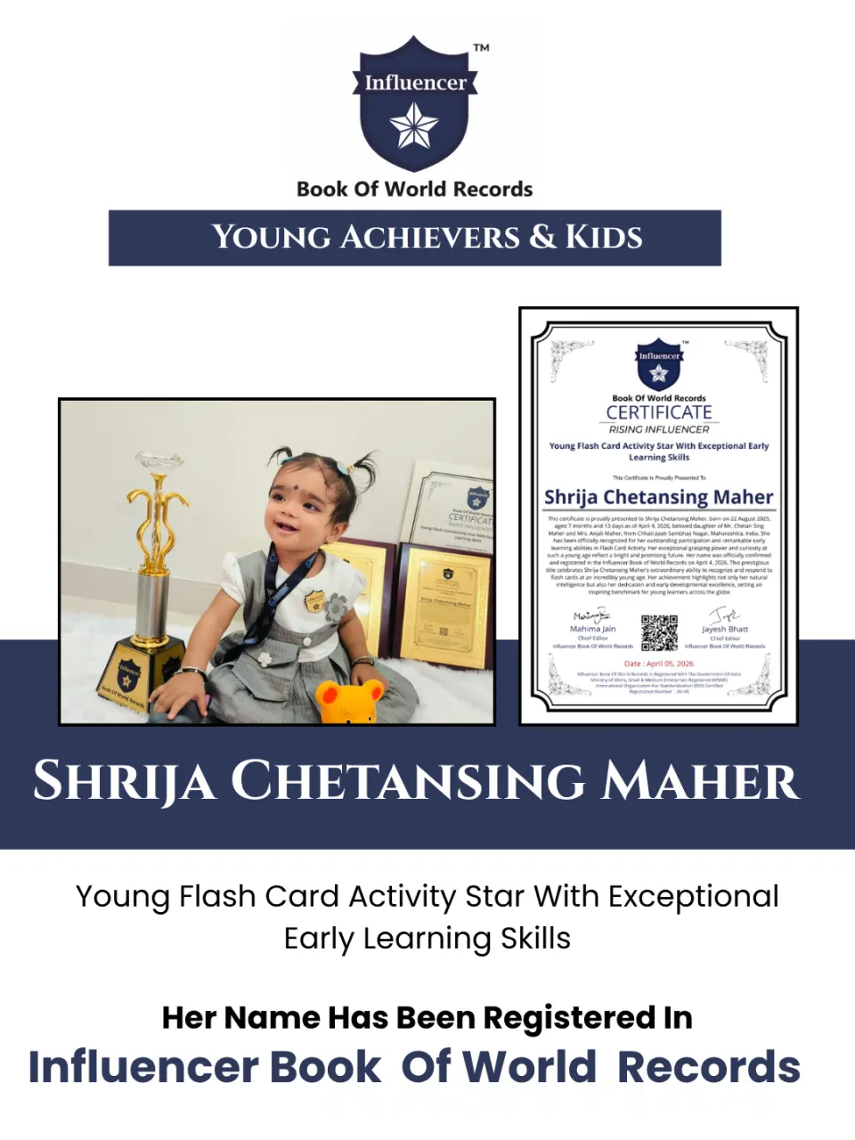 Shrija Chetansing Maher — Young Flash Card Activity Star With Exceptional Early  Learning Skills