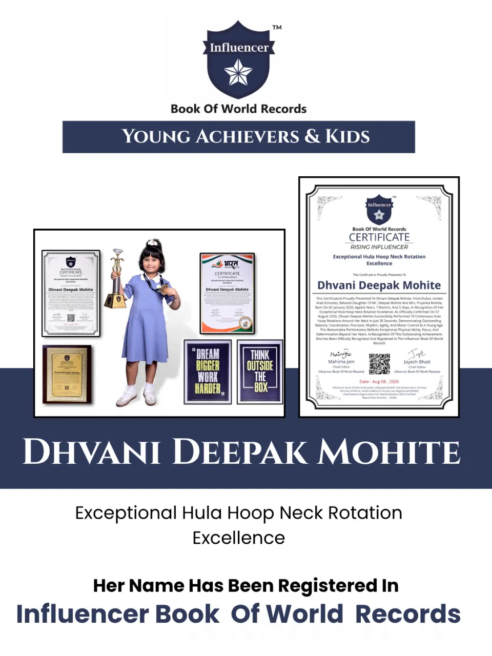 Dhvani Deepak Mohite — Exceptional Hula Hoop Neck Rotation  Excellence