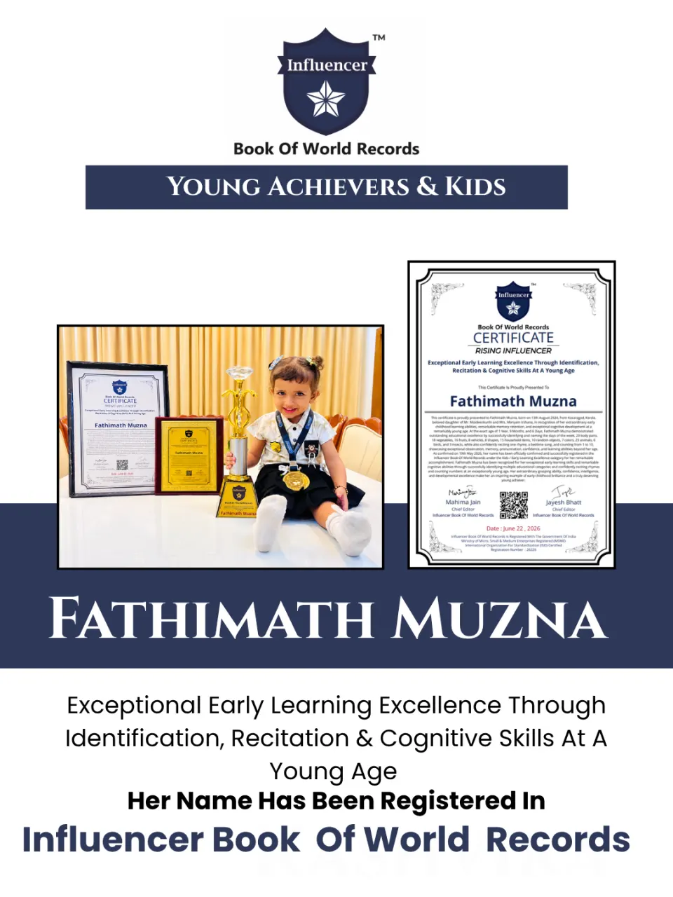 Fathimath Muzna — Exceptional Early Learning Excellence Through Identification,  Recitation & Cognitive Skills At A Young Age