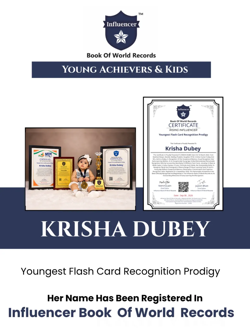 KRISHA DUBEY — Youngest Flash Card Recognition Prodigy