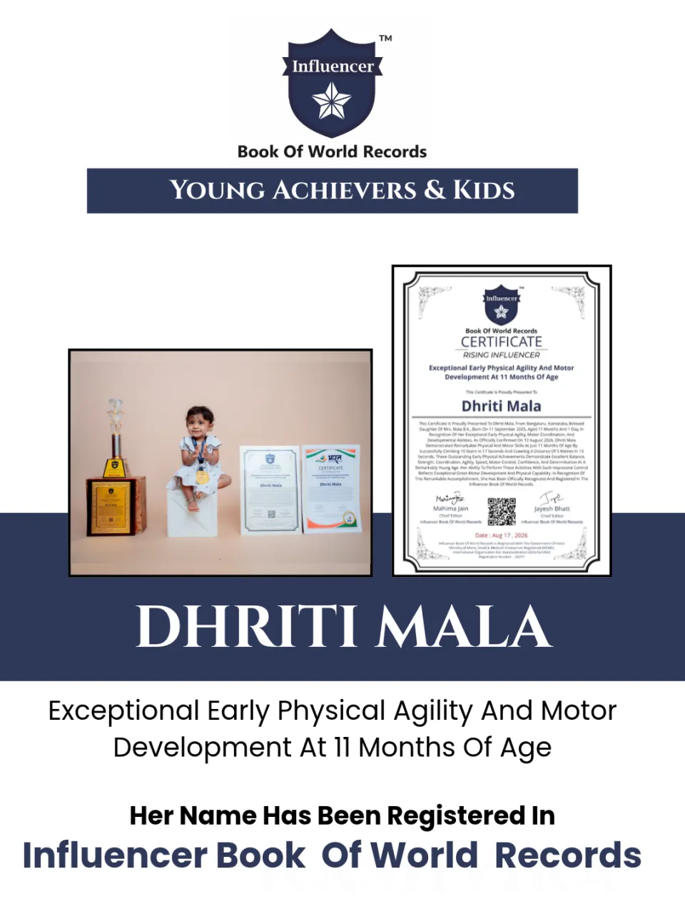 Dhriti Mala — Exceptional Early Physical Agility And Motor  Development At 11 Months Of Age